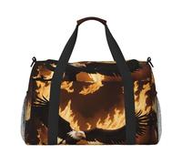 (Eagle and Fire) Durable Twill Travel Tote Bag Large Capacity Handheld & Crossbody Bag for Weekend Trips,Sports,and Outdoor Activities