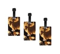 Eagle and Fire Print Fashion and Minimalist Luggage Label Suitcases Personalized Name Id Travel Identification Label with Adjustable Strap.