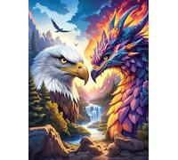 Eagle And Phoenix Yin-Yang Art 500 Pcs Jigsaw Puzzle Bundle Wildlife Plant Puzzle for Adults Teens 14+ Fun Family Game Mindful Activity Spring Gift Precision Cut Board 500 PCS