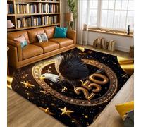 Eagle Area Rug, Modern Elegant Stars Gold Circle Celebration Black Non-Slip Edge Binding Home Rectangle Carpet Rugs for Living Room Bedroom College Dorm Kitchen Decor 5' x 7'