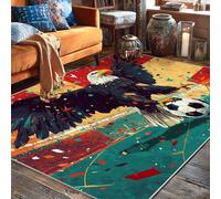 Eagle Area Rug, Sport Dynamic Soccer Ball Confetti None Red Low Pile Aesthetic Rectangle Home Floor Carpet Rugs for Living Room Bedroom Hallway Office Decor 5' X 7'