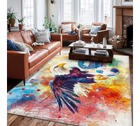 Eagle Area Rug, Sport Dynamic Soccer Ball Stadium N/a Blue Non-Slip Backing Home Indoor Pattern Carpets Non Shedding Rugs for Living Room Bedroom Hallway Office Decor 6' X 9'