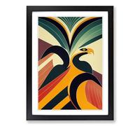 Eagle Art Deco Style Framed Wall Art Print, Ready to Hang Picture for Living Room Bedroom Home Office, Black A2 (48 x 66 cm)