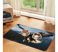 Eagle at Hunting Pet Feeding Mat Absorbent Pu Leather Dog Cat Food Mats Contain Spills Protects Floors, Anti-Slip Rubber Backing Dog Bowl Mats Easy Clean Pet Placemats 40x60cm