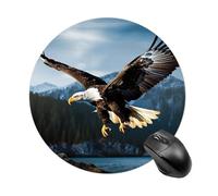 Eagle at Hunting Round Gaming Mouse Pad Non-Slip Rubber Base Mousepad Travel Office Mousepads for Desk Funny Waterproof Computer Mouse Mat Cute Laptop Mouspad 7.8x7.8 Inch
