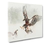 Eagle Attack in Abstract Modern Canvas Wall Art Print Ready to Hang, Framed Picture for Living Room Bedroom Home Office Décor, 14x14 Inch (35x35 cm)