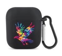 Eagle Autism Awareness Puzzle Bluetooth Headset Cover Earbuds Case TPU Headphone Protective Compatible with Airpods 1/2 Black-Color