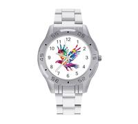 Eagle Autism Awareness Puzzle Watches for Men Business Dress Watch Analog Quartz Wristwatch Stainless Steel Band
