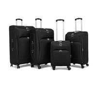 Eagle bags international Rolling Travel Suitcase with Spinner Wheels, Expandable Softside Luggage with Telescopic Handle, Lightweight Durable Carry-On/Checked (Black, Set of 4)