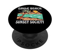 Eagle Beach Aruba Sunset Society Retro Beach Design PopSockets Adhesive PopGrip