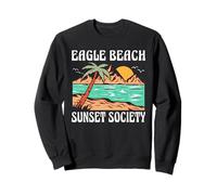Eagle Beach Aruba Sunset Society Retro Beach Design Sweatshirt