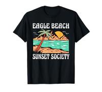Eagle Beach Aruba Sunset Society Retro Beach Design T-Shirt