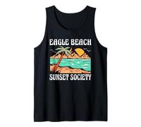 Eagle Beach Aruba Sunset Society Retro Beach Design Tank Top