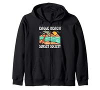 Eagle Beach Aruba Sunset Society Retro Beach Design Zip Hoodie