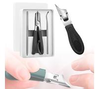 Eagle Beak Angled Nail Clippers 3-Piece Set, Angled Nail Clippers, Wide Green Eagle Beak Nail for Thick, Ingrown with Anti-Splash Design (Black)