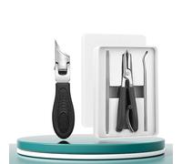 Eagle Beak Angled Nail Clippers 3-Piece Set - Wide Jaw Opening, Anti-Splash, Slanted Clippers for Thick and Ingrown Nails, Stainless Steel Manicure Tools for Toenail Care (Black)