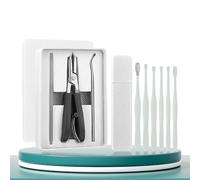 Eagle Beak Angled Nail Clippers 3-Piece Set - Wide Jaw Opening, Anti-Splash, Slanted Clippers for Thick and Ingrown Nails, Stainless Steel Manicure Tools for Toenail Care (Black six-Piece Set)
