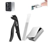 Eagle Beak Angled Nail Clippers 3-Piece Set, Wide Jaw Opening Anti-Splash Slanted Nail Clipper, Long Handle Slanted Nail Clipper for Men Women (Black-a)