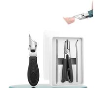 Eagle Beak Beveled Nail Clippers, 3-Piece Set Professional Oblique Slanted Clippers for Thick Nails & Ingrown Toenails Care, Super Sharp Anti-Splash Design for Men Women (Black)