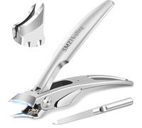 Eagle Beak Beveled Nail Clippers for Ingrown Toenail, Wide Jaw Opening Anti-Splash Slanted Nail Clipper for Men Thick Nails, Ergonomic Long Handled Heavy Duty Curved Ingrown Toenail Clippers