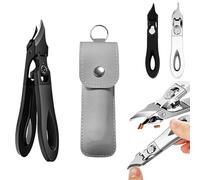 Eagle Beak Beveled Nail Clippers,Long Handled Stainless Steel Eagle Beak Toenail Clippers, Long Handle Wide Jaw Opening Anti-Splash Slanted Nail Clipper, for Thick Nails (Black)