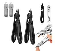 Eagle Beak Beveled Nail Clippers,Long Handled Stainless Steel Eagle Beak Toenail Clippers, Long Handle Wide Jaw Opening Anti-Splash Slanted Nail Clipper, for Thick Nails (2pcs Black)