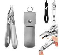 Eagle Beak Beveled Nail Clippers,Long Handled Stainless Steel Eagle Beak Toenail Clippers, Long Handle Wide Jaw Opening Anti-Splash Slanted Nail Clipper, for Thick Nails (Silver)