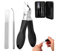 Eagle Beak Beveled Nail Clippers,Wide Jaw Opening Anti-Splash Slanted Nail Clipper,Edge Nail Clippers 3-Piece Set,Long Handle Wide Jaw Opening Anti-Splash Slanted Nail Clipper for Men Women(Black)