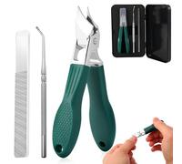 Eagle Beak Beveled Nail Clippers,Wide Jaw Opening Anti-Splash Slanted Nail Clipper,Edge Nail Clippers 3-Piece Set,Long Handle Wide Jaw Opening Anti-Splash Slanted Nail Clipper for Men Women(Green)