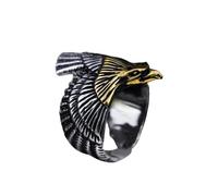 Eagle Beast Spirit Animal Ring, Vintage Titanium Steel Adjustable Silver Eagle Ring, Punk Viking Men's Animal Wing Ring, Personalized Eagle Ring Jewelry Gift for Men (Gold and Silver, 9)