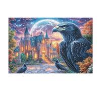 Eagle before Castle with Moon 1000 Piece Jigsaw Puzzle for Adults Happy Time Jigsaw Morning Leisure Activity Vibrant Brainteaser Perfect Holiday Present Home Decor Accent 1000 PCS