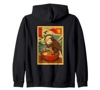 Eagle Bird Gaming Ramen Japanese Ukiyo-e Great Wave Retro Zip Hoodie