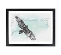 Eagle Bird In The Clouds In Abstract Modern Art Framed Print | A3 Black Framed Wall Art | Ready to Hang | Abstract Animal Picture | Living Room Bedroom Lounge Office