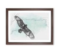 Eagle Bird In The Clouds In Abstract Modern Art Framed Wall Art Print, Ready to Hang Picture for Living Room Bedroom Home Office Décor, Walnut A4 (34 x 25 cm)