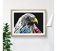Eagle Bird Splash Vol.3 Abstract H1022 Framed Print for Living Room Bedroom Home Office Décor, Wall Art Picture Ready to Hang, Oak A4 Frame (34 x 25 cm)