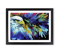 Eagle Bird Splash Vol.6 Abstract Framed Print | A2 Black Framed Wall Art | Ready to Hang | Abstract Animal Picture | Living Room Bedroom Lounge Office