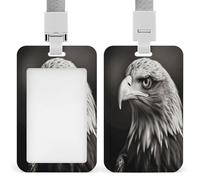 Eagle Black and White Badge Holders Retractable ID Badge Holder with Lanyard Heavy Duty Badges Reel Card Protector Detachable ID Card Holder for Nurse Teacher Staff Officer