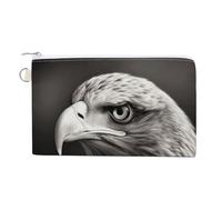 Eagle Black And White Coin Purse with Zipper Coin Wallet Coin Pouch Canvas Change Purse Pouch Zero Wallet Coin Bag
