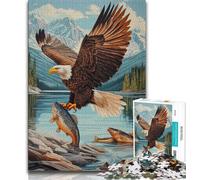 Eagle Catching Fish Puzzles 1000 Pieces for Adults,Help The Brain Exercise Addictive Toys to Cultivate Patience Unique Challenge Game (38x26cm)