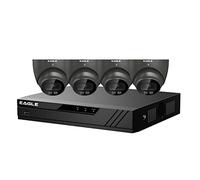 Eagle CCTV Kit 8 Channel 1TB DVR with 4x 5MP Full-Colour CCTV Turret Camera Wired (Grey) Indoor Outdoor with Full Colour Night Vision - AI Face Vehicle Recognition- IP67 Water resistance