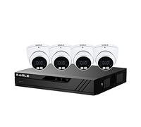 Eagle CCTV Kit 8 Channel 1TB DVR with 4x 5MP Full-Colour CCTV Turret Camera Wired (WHITE) Indoor Outdoor with Full Colour Night Vision - AI Face Vehicle Recognition- IP67 Water resistance