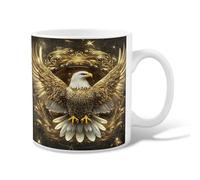 Eagle Ceramic Coffee Mug, Fantasy Majestic Wings Ornament N/a Gold Novelty Tea Cup with Handle Ideal for Friendship Family Colleague Staff Sweetheart Teachers 11 Oz
