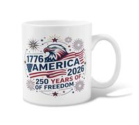 Eagle Ceramic Coffee Mug, Patriotic Festive Flag Star Fourth of July Red Novelty Work Drinking Mugs with Handle Ideal for Friendship Family Colleague Staff Sweetheart Teachers 11 Oz