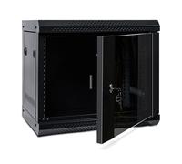 Eagle Compact Flatpack 19" Wall Mounting Cabinet for Smaller Networks Servers, Tempered Removable Reversible Glass Lockable Door for Home, Shop, Office 9U 450mm