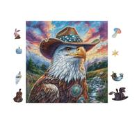 Eagle Cowboy 100 Pieces Classic Jigsaw Puzzle Puzzle for Adults Decompression Wall Art Mental Exercise Lightweight Recycled Material 28x28cm