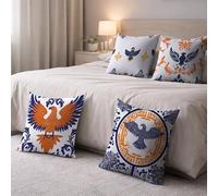 Eagle Cushion Covers 55 x 55, Animal Pillow Cases 4 Pack, Sofa Bed Decor Cushion Covers 55 x 55 cm with Invisible Zipper Heat Absorbing Breathable for All-Season Who Sweat Easily Home Decor BZTH-5376
