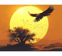 Eagle Diamond Art Kits Adults, Diamond Painting Moon Dimond Art 5D DIY Full Round Drill Crystal Embroidery Cross Stitch Crafts Crafts for Adults, Home Room Decor, Gifts 32x24 Inch -zjn25011UX