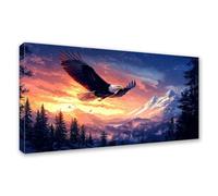 Eagle Diamond Art Kits Adults Large 140x70cm, 5D Square Drill Diamond Painting Animal, DIY Full Drill Crystal Art Embroidery Canvas Painting, Rhinestone Cross Stitch Crafts for Room Decor Gifts 0J-433