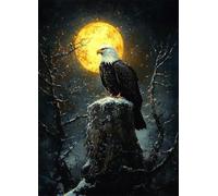 Eagle Diamond Art Moon Diamond Painting Kits for Adults Beginner 5D DIY Full Square Drill Cross Stitch Kits for Adults Arts and Crafts for Bedroom Decor, Room Decor, Gifts 32x44inch -bby2507NFV582