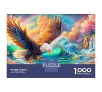 Eagle Dives over Ocean Waves 1000-Piece Jigsaw Puzzle Majestic Eagle Challenging Game for Men, Women & Elders 38x26cm/1000pcs